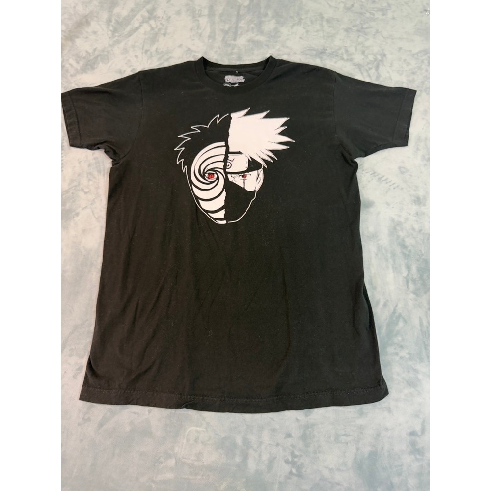 Naruto Shippuden 20th Anniversary Obito Kakashi Shirt Black Large Ripple Jctn